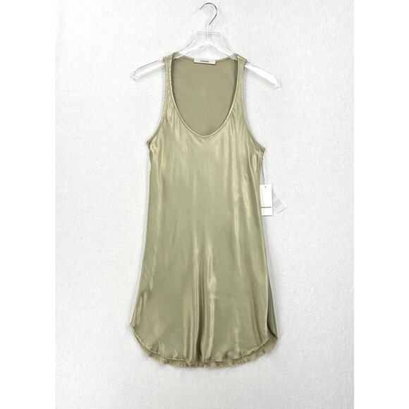 PHARAOH Tabitha Dress Womens 2 Medium Sage Green Vintage Satin Scoop Neck Slip - Picture 5 of 16